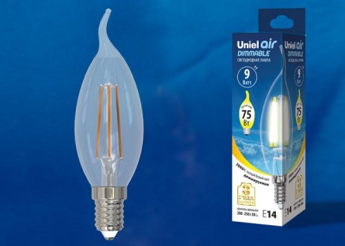 Лампа светодиодная диммируемая Uniel Air CW35 Свеча на ветру LED-CW35-9W Е14 220В 9Вт 3000К картинка 